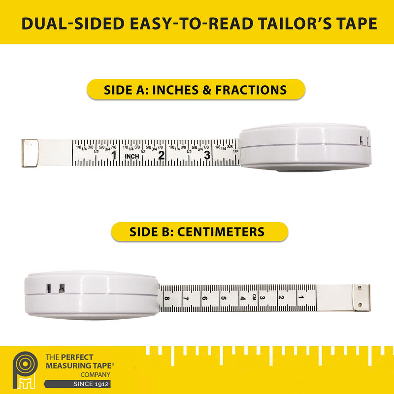 Perfect Measuring Tape - Premium Retractable Tailor’s Tape Measure & Crafters Tape – 80″ / 2m - Pocket Sized Fractional Inch & Metric Tape Measure for Fabric, Body, and Sewing Measurements