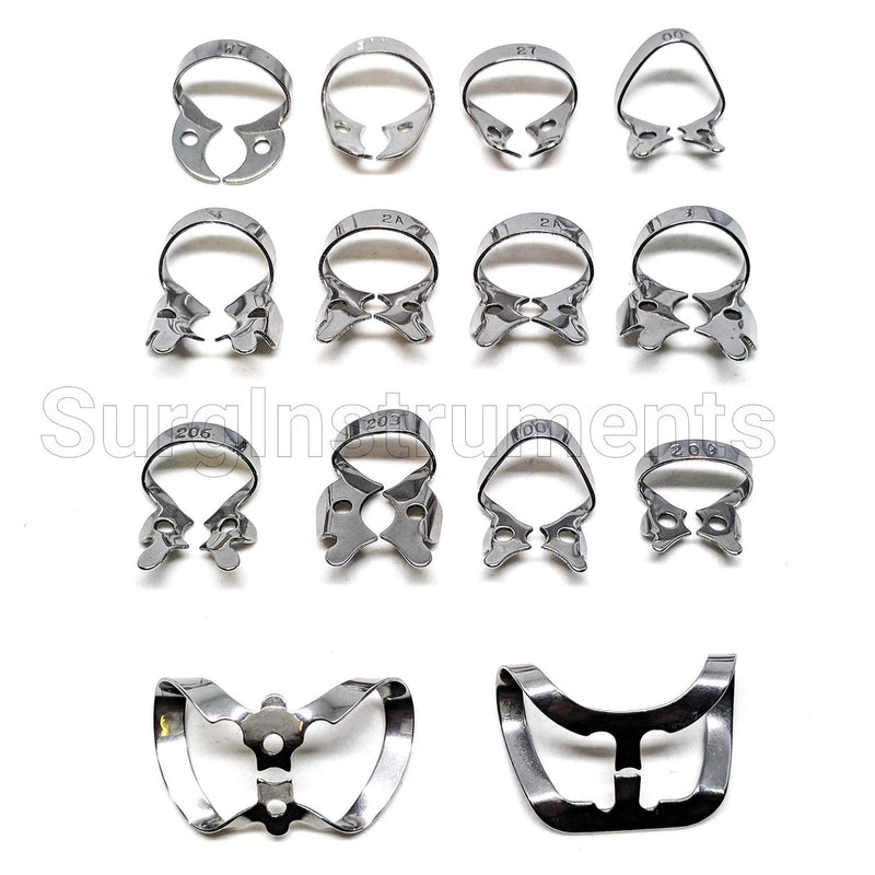 New Rubber Dam Kit Starter of 18 pcs with Frame Punch Clamps Dental Instruments