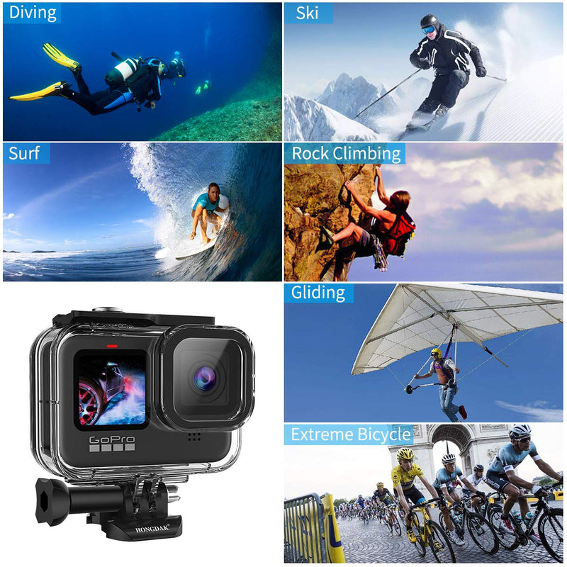 Waterproof Housing Case, hongdak Underwater Protective Case Shell with Bracket Accessories, Housing Case Diving 60 Meter for Go Pro Action Camera (for Gopro Hero 9/10) for Gopro hero 9/10