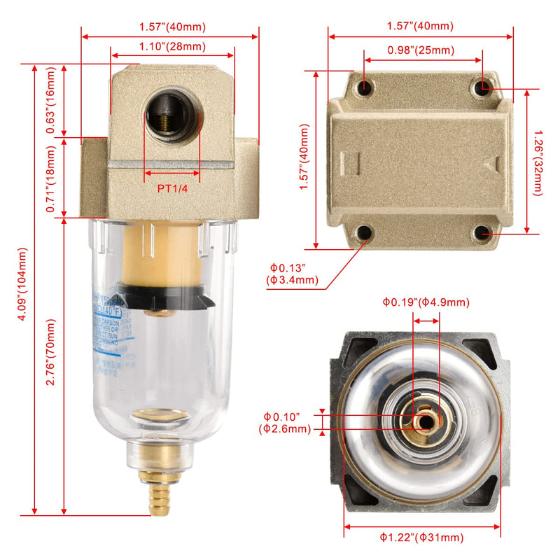 Heschen Pneumatic partial air filter compressor pressure regulator AF2000-02 PT1/4 750L/min 40um