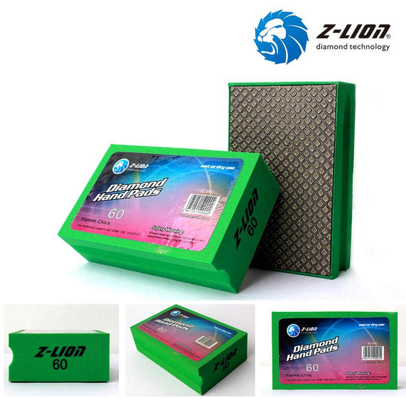 Z-Lion Electroplated Diamond Hand Polishing Pads Foam Back for Granite Marble Stone Glass Ceramic(4pcs/set) ZL1-4Pcs/Set 4 Pcs Set