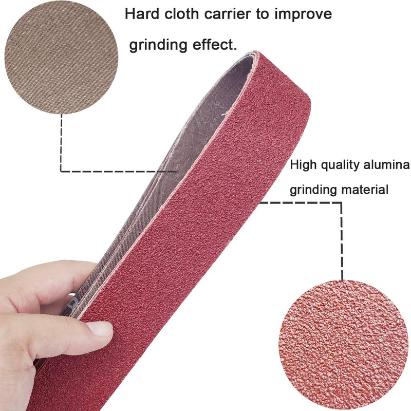 Sackorange 18 PCS 1-1/2 inch x 30 inch Abrasive Sanding Belts - 3 Each of 60 80 120 150 240 400 Grit Aluminum Oxide Sander Belts For Belt Sander
