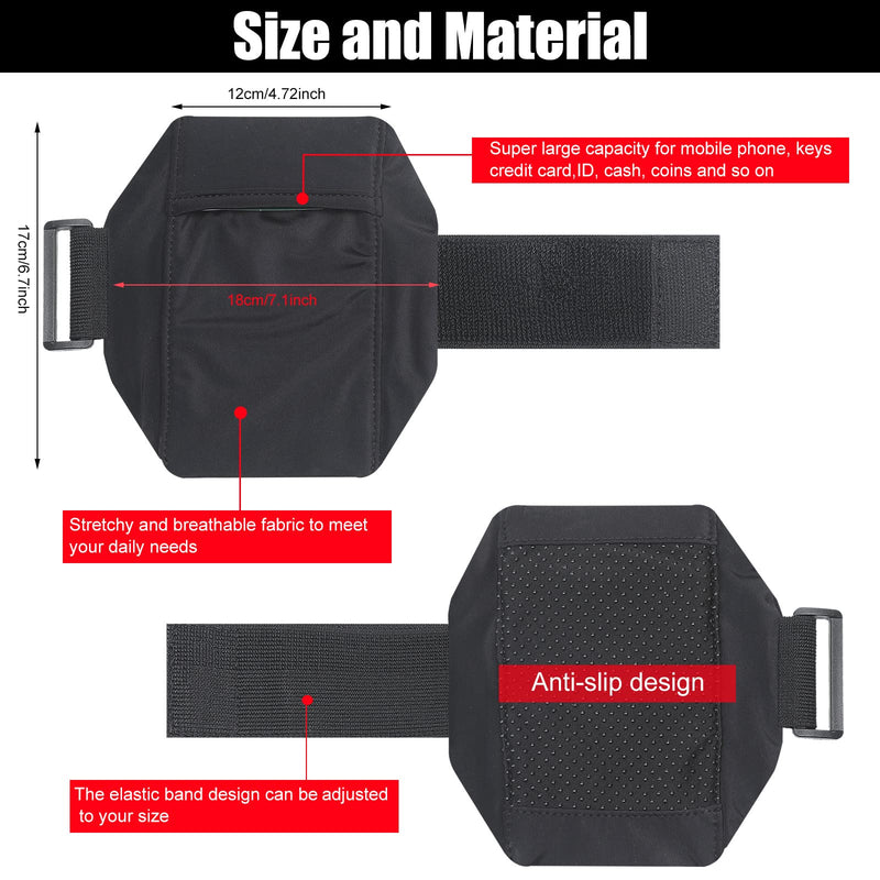 2 Packs Cell Phone Leg Straps Leg Phone Holder Arm Smartphone Band Non Slip Ankle Wallet Calf Leg Phone Straps Adjustable Arm Pouch for Women Men Running Hiking Equestrian Motorcycle, Black