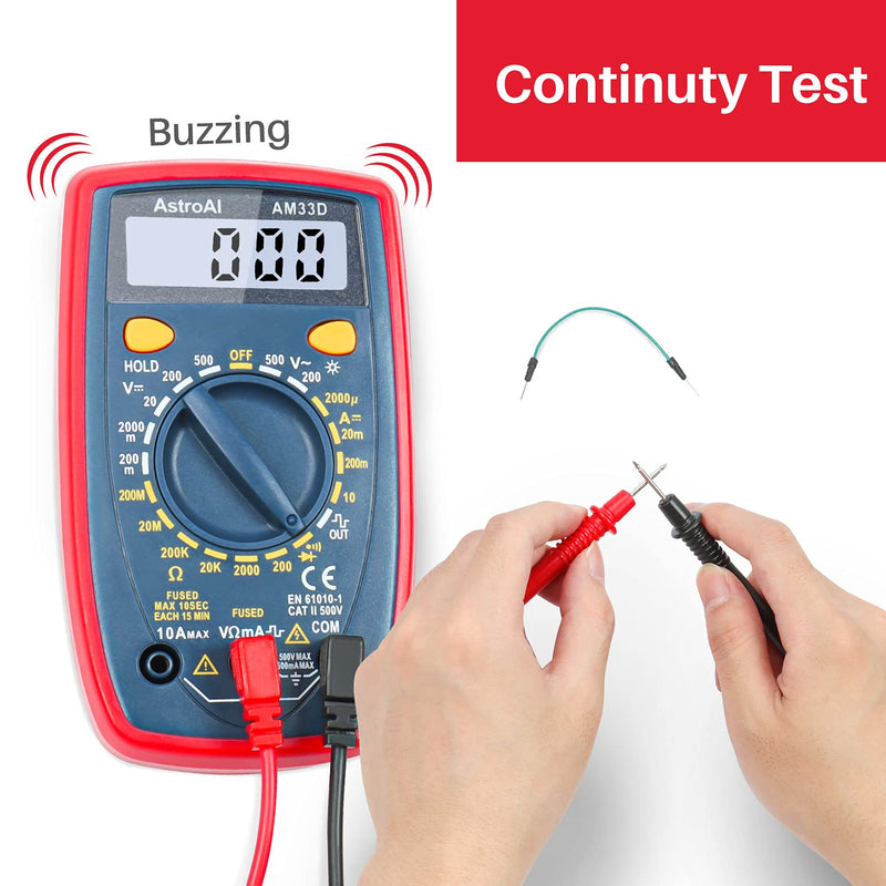 AstroAI Multimeter 2000 Counts Digital Multimeter with DC AC Voltmeter and Ohm Volt Amp Tester ; Measures Voltage, Current, Resistance; Tests Live Wire, Continuity