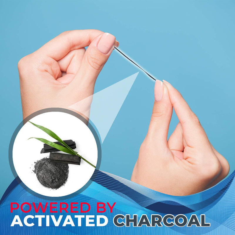 Expandable Floss Treated with Activated Charcoal, Xylitol and Natural Plant Based Wax | Fresh Mint Flavor | 50 Meters Each(2 Count) 2 Count (Pack of 1)