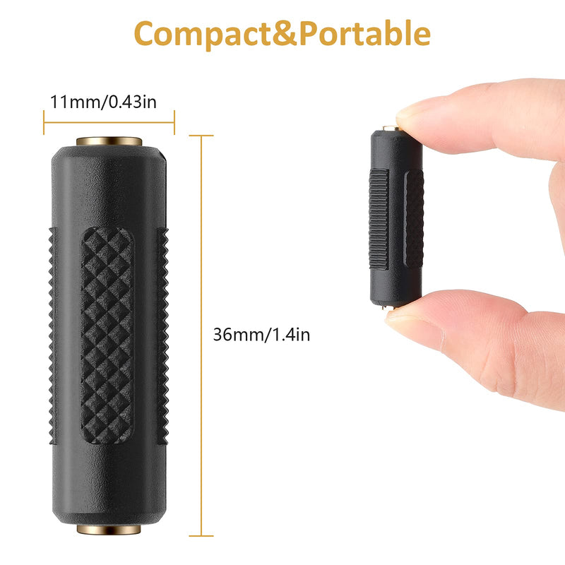 Pasow 3.5mm to 3.5mm Stereo Jack Audio Adapter Female/Female Connectors,Gold Plated (2 Pack) 2 Pack