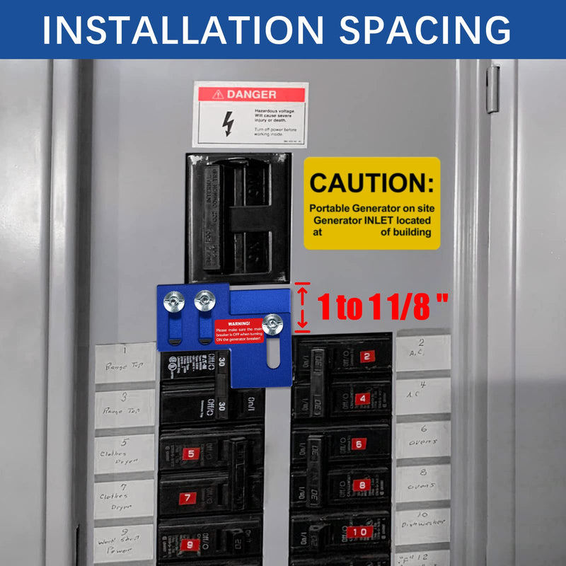 LATING Anodized Generator Interlock Kit for Thomas and Betts, Challenger and Westinghouse 150 or 200 Amp Panels with 1 to 1 1/8 Inches Spacing,Blue Blue