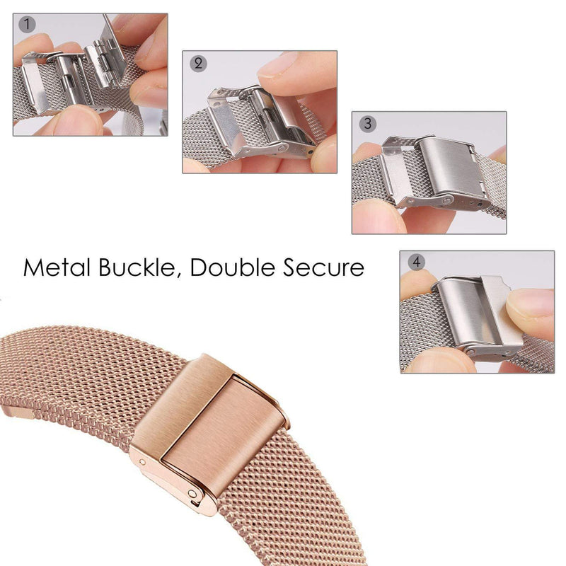 Compatible for Garmin Vivoactive 4S 40mm / Venu 2s Bands, ViCRiOR Solid Stainless Steel Watchband+ Mesh Strap Bracelet Replacement Band Strap for Garmin Vivomove 3S , Rose Gold