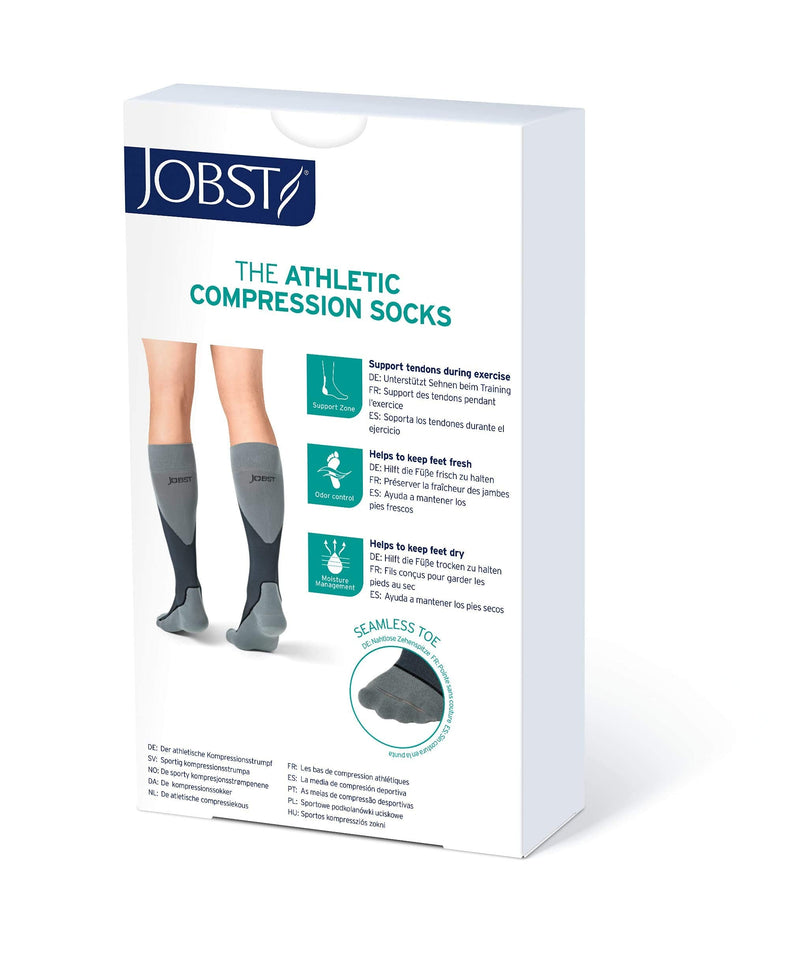 JOBST Sport Knee High 15-20 mmHg Compression Socks, Black/Grey, Small Grey