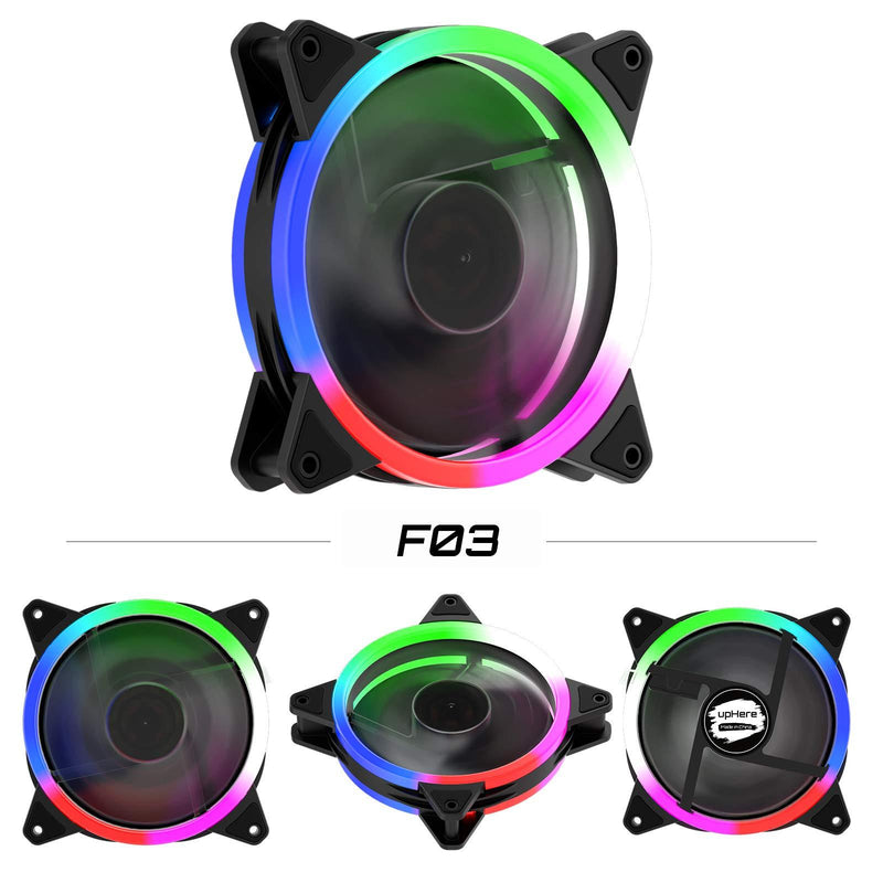 upHere Computer Case Fan 120mm LED Silent Fan for Computer Cases, CPU Coolers, and Radiators Ultra Quiet,Triple Pack Colorful Case Fan,F03