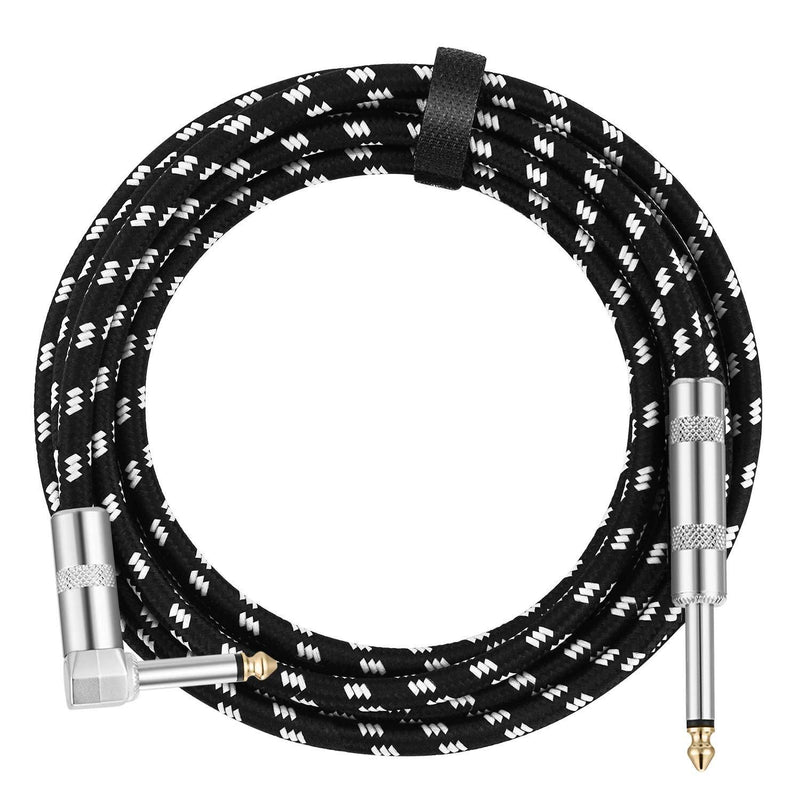 Donner Guitar Cord Amp Cable 10 ft for Guitar Bass Electric Guitar Instrument Amplifier Audio, 1/4 Right Angle to Straight, Black White 10 Feet Right Angle& Straight