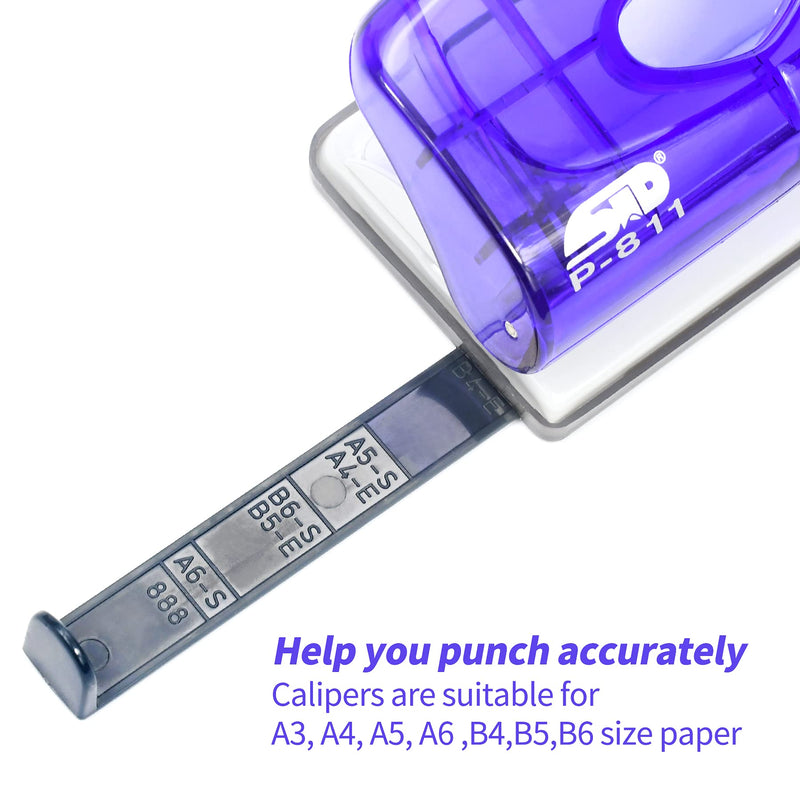 Weibo Heavy Duty 2-Hole Punch Tool, Adjustable, Hand Held Commercial Effortless Punching levenger Hole Puncher, 10 Sheet Punch Capacity, Purple