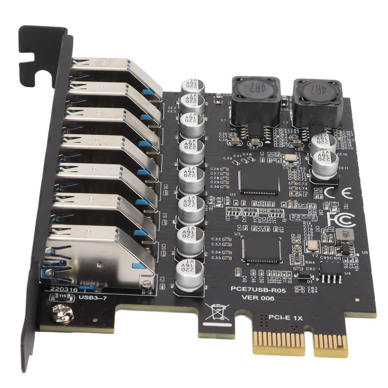 Dpofirs PCIE to USB 3.2 7 Port Expansion Card, PCI Express USB Add in Card, Internal USB 3.2 7 Port Front Expansion Card for Win XP Win 7 Win 8 Win 10 Win 11 Linux