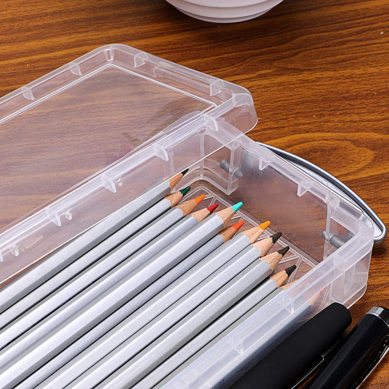 BTSKY Large Capacity Pencil Box, Office Supplies Storage Organizer Box, Brush Painting Pencils Storage Box Watercolor Pen Container Drawing Tools(6 Pack) Transparant