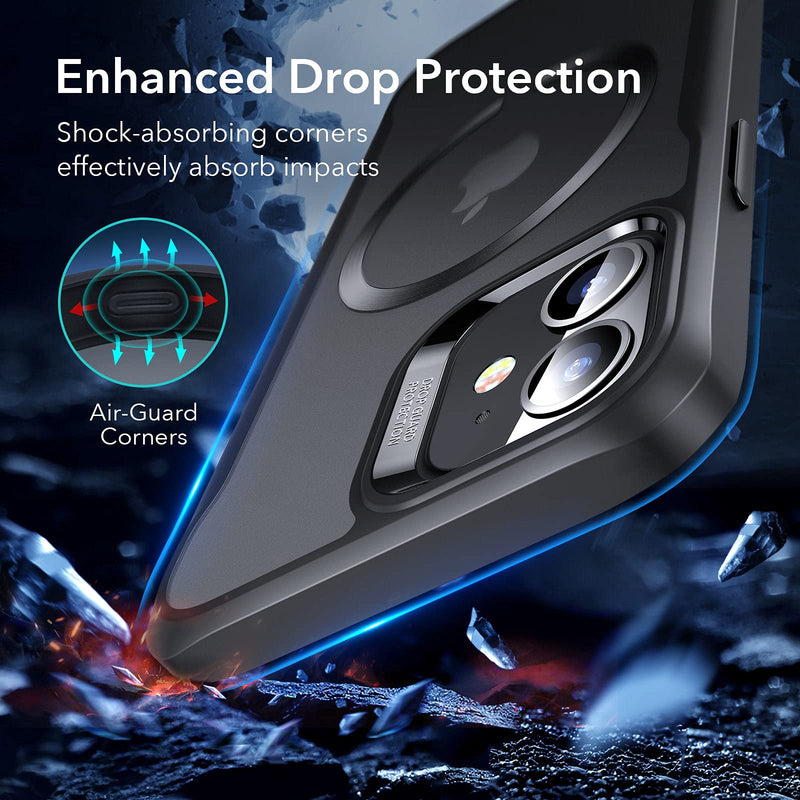 ESR Sidekick Hybrid Compatible with iPhone 12 Case/Compatible with iPhone 12 Pro Case (2020), with HaloLock Magnetic Wireless Charging, Scratch Resistant Back, Grippy Protective Frame, Frosted Black