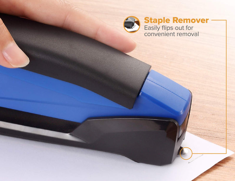 Bostitch Office InPower Spring-Powered Desktop Stapler, Blue (1122) Plastic-Full Strip