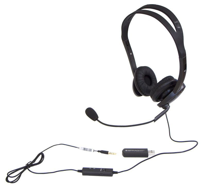 Spracht Zum 3500 Stereo 3.5mm and USB Dual Ear Universal Headset, Black