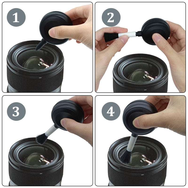 Lens Cleaning Kit Contains 2 Pcs Rubber Rocket Air Blower Duster, Lens Cleaning Pen, Blower Brush Dust Cleaner and Carrying Pouch, for Lens, Camera, SLR, Telescope, Magnifying Glass, Phone