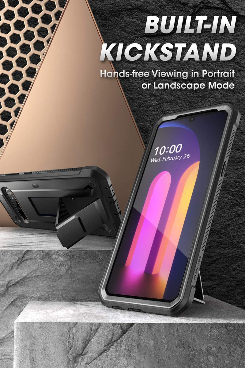 SUPCASE Unicorn Beetle Pro Series Case Designed for LG V60 ThinQ (2020 Release),Full-Body Rugged Holster & Kickstand Case with Built-in Screen Protector (Black) Black