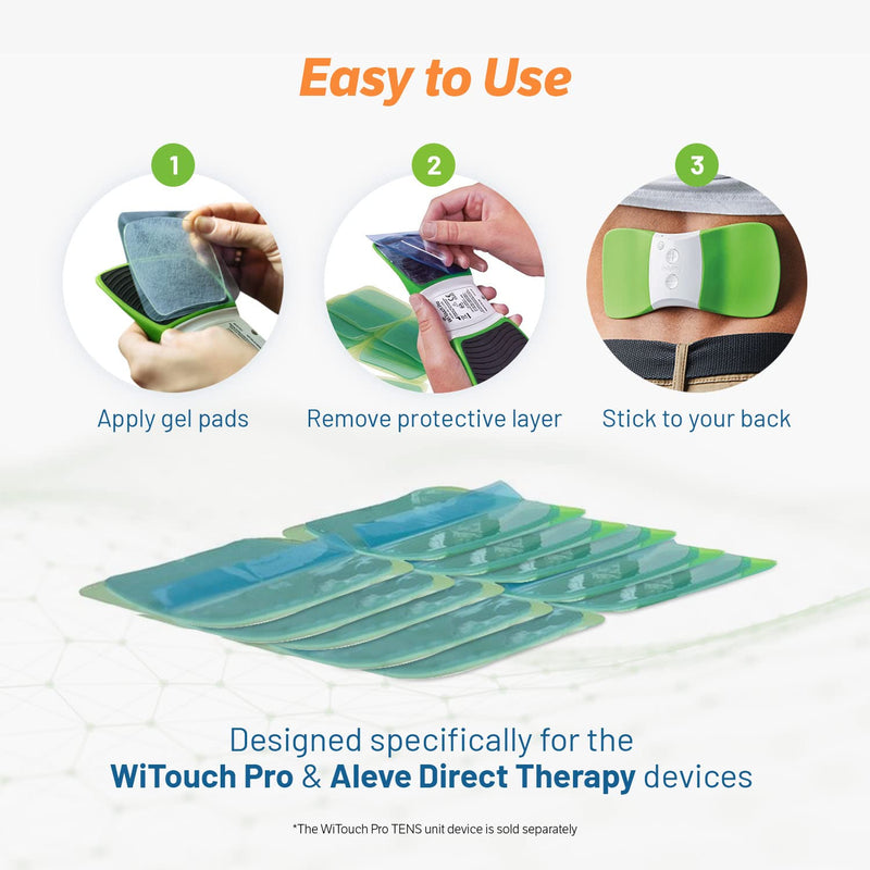 Hollywog TENS Unit Replacement Gel Pads, WiTouch Pro & Aleve Direct Therapy TENS Pads Replacement, Reusable Self-Adhesive Electrode Pads for TENS Units (10 Gel Pads) 10 Gel Pads