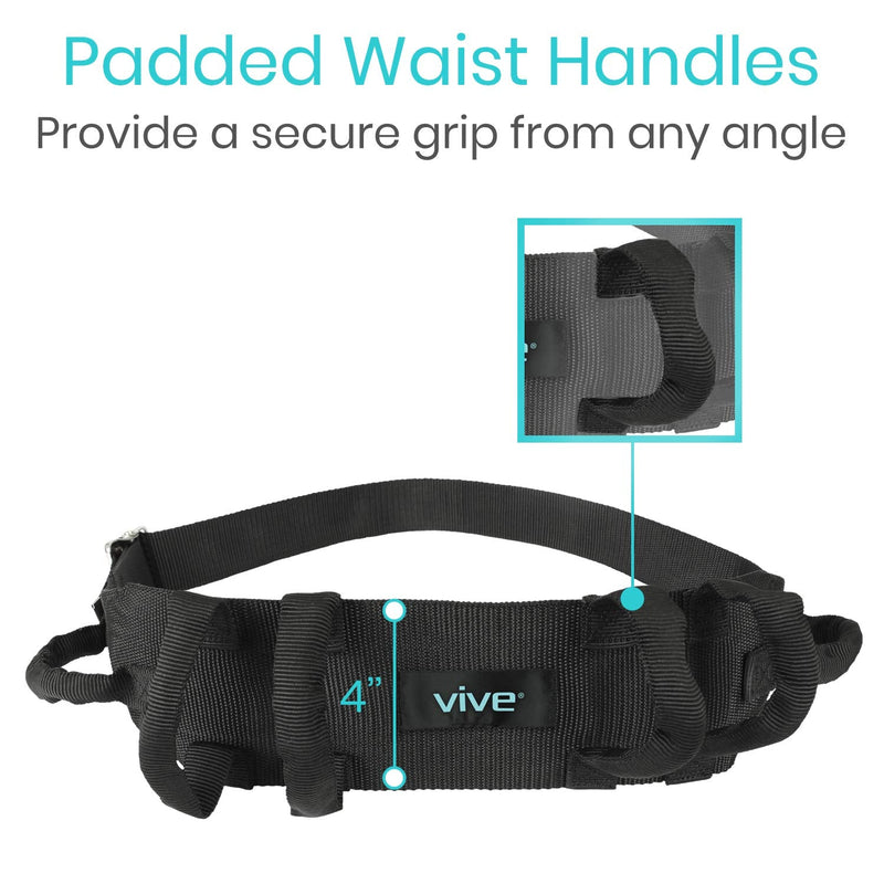 Vive Transfer Belt with Handles - Medical Nursing Safety Gait Patient Assist - Bariatric, Pediatric, Elderly, Handicap, Occupational & Physical Therapy - PT Gate Strap Quick Release Metal Buckle