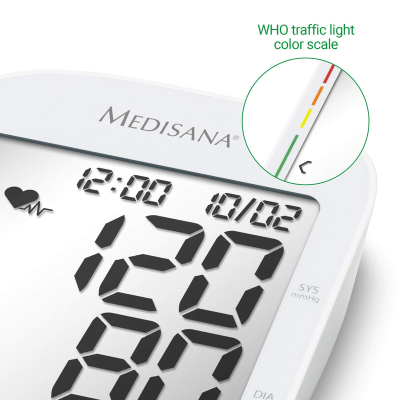 medisana BU 535 Voice upper arm blood pressure monitor, precise blood pressure and pulse measurement with memory function and voice output, traffic light scale, function for displaying an irregular heartbeat