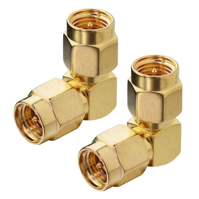 BOOBRIE SMA Coax Adapter SMA 90 Degree Connector SMA Male to SMA Male Right Angle Adapter Gold-Plated SMA Cable Adapter SMA Male Plug (Pin) Connector for WIFI / Two-way Radio / FPV Drone etc Pack of 2