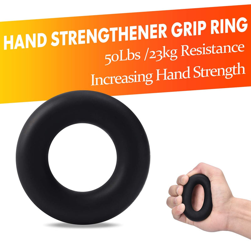 IMENSEAS Hand Grip Strengthener 7 Pack Adjustable Hand Gripper, Finger Stretcher Resistance Extensor Bands, Finger Exerciser, Grip Strength Ring & Stress Relief Ball for Athletes & Musicians Black