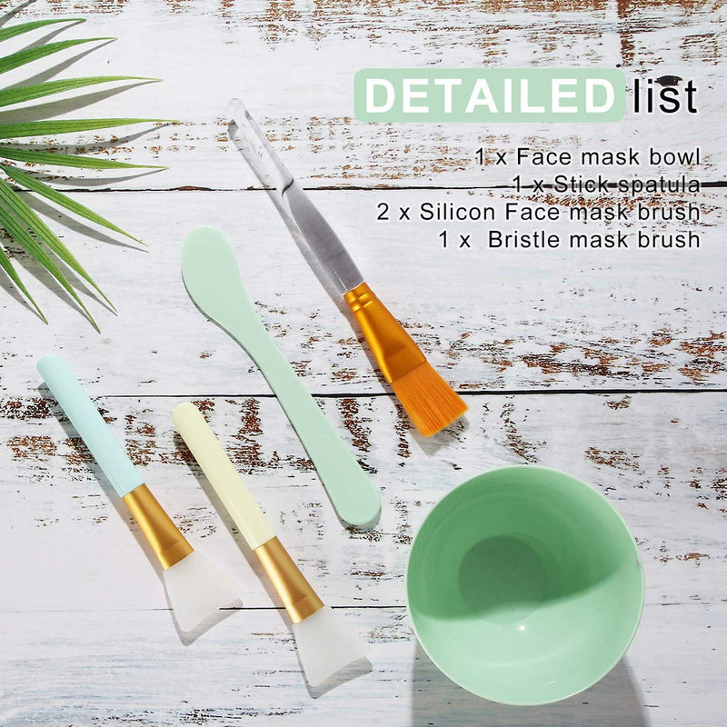 Face Mask Mixing Bowl Set, Plazuria 5 in 1 DIY Facemask Mixing Tool Kit with Facial Mask Bowl Stick Spatula Silicone Face Mask Brush & Premium Soft Face Brushes
