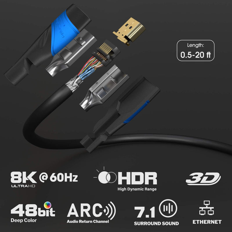 KabelDirekt – 20ft HDMI cable – 4K & 8K HDMI cord (HDMI to HDMI cable – 8K@60Hz & 4K@120Hz for a stunning Ultra HD experience, High Speed with Ethernet – Blu-ray/PS4/PS5/Xbox Series X/Switch, black) 20 ft