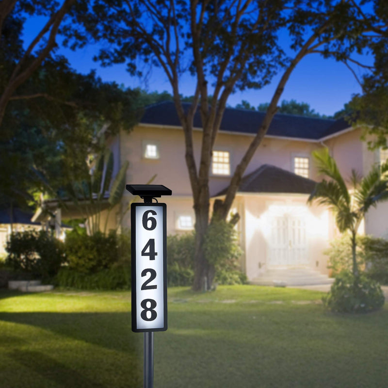 FORUP Solar Lighted House Address Numbers Sign, Solar Powered House Numbers Light, LED Illuminated Outdoor Address Plaque for Home Yard Garden House