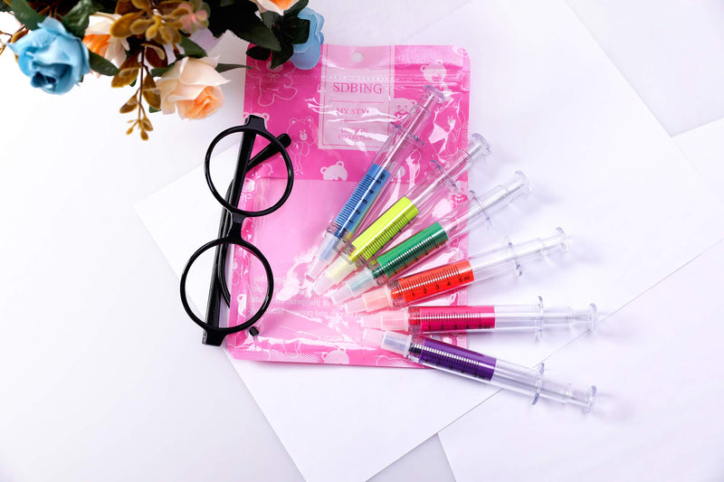 SDBING 6pc Syringe Highlighter Pens with 6 Colors Christmas gift