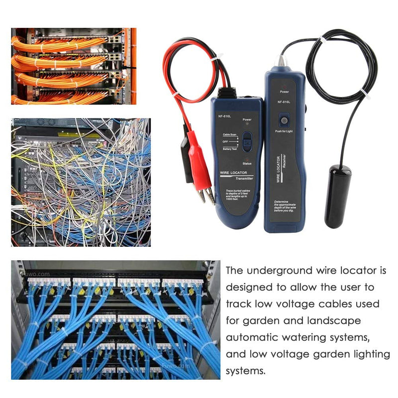 Underground Wire Locator Upgrade, RockyMars Cable Tester with Rechargeable 1100mAh Battery for Invisible Fence for Dogs, Circuit Breaker Finder, Electric Fence Wire Tracer, Wire Break Locator, etc. Detect Cabel Wire Invisible Fence Break Undergroud