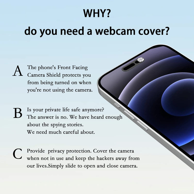 Phone Camera Cover,Webcam Cover Compatible for iPhone 14 Pro, iPhone 14 Pro Max Protect Privacy and Security,Not Affect Facial Recognition（Silver） Silver 14 Pro /14 Pro Max-Silver