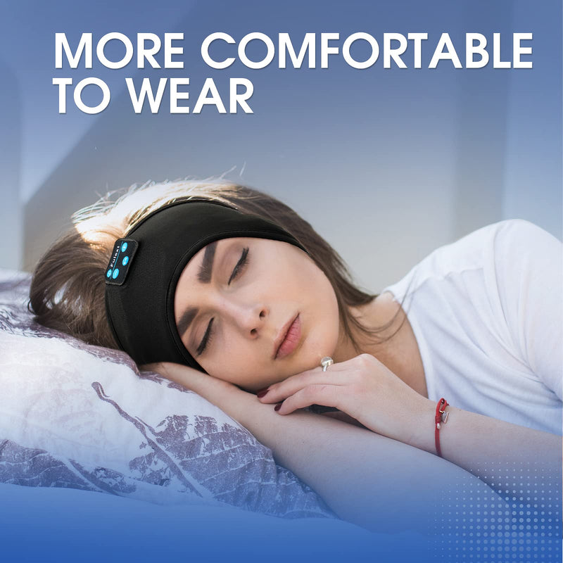 Wireless Headphones Headband for Sleeping, Fulext Bluetooth Sleep Headphones for Side Sleepers, Soft and Lightweight Eye Mask for Sleep, Ideal for Housework,Travel,Yoga,Workout,Running,Sports,Gift Black & Black
