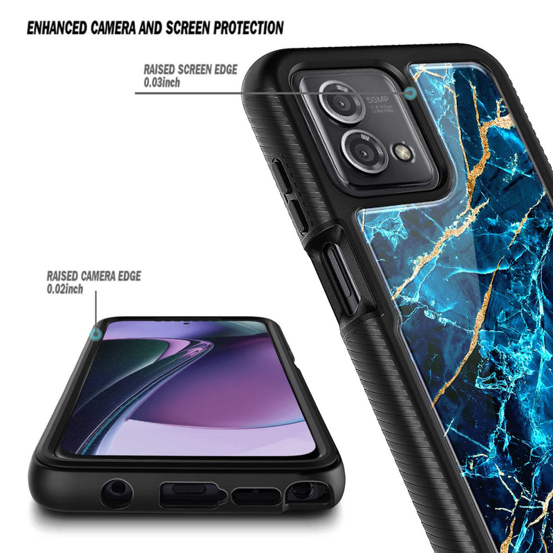 NZND Compatible with Motorola Moto G Stylus 5G (2023) Case with [Built-in Screen Protector], Full-Body Protective Shockproof Rugged Bumper Cover, Impact Resist Durable Phone Case (Sapphire) Sapphire