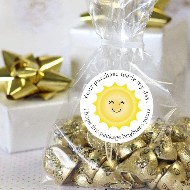 YOUOK Thank You Business Stickers - Round Yellow Sunshine Smile Face Gift Wrap Stickers for Shopping Bags/Packages/mailing Boxes, Shipping Stickers - 2 Inch 500 Total Labels