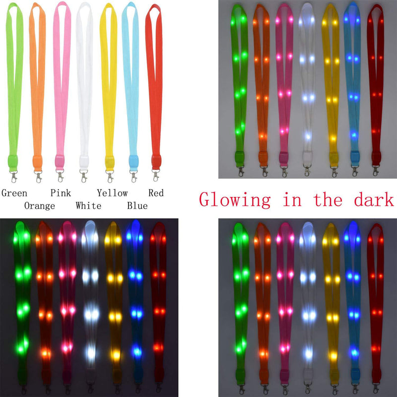 LED Light Up Flashing Cruise Lanyards Keychain Key Holder Neck Straps Necklace 7 Pack Colorful With 7 Pack Plastic Badge Holder