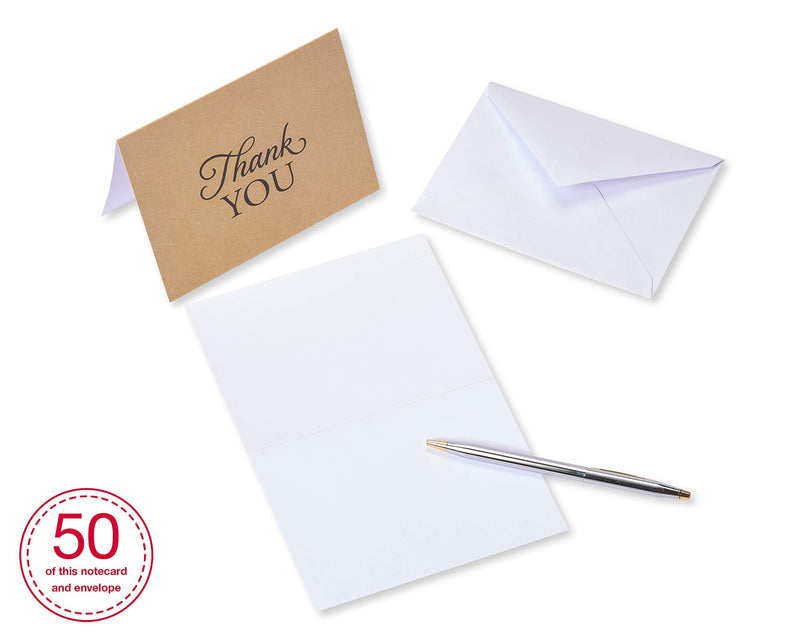American Greetings Thank You Cards with Envelopes, Brown Kraft-Style (50-Count) Black Kraft Style 50-Count
