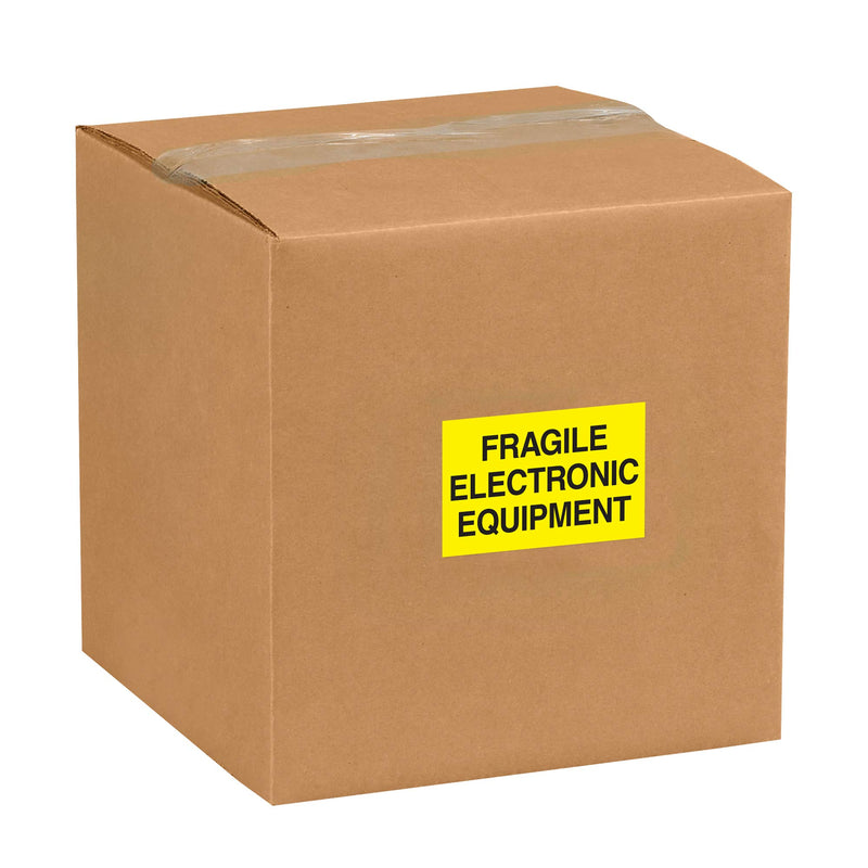 Ship Now Supply SNDL1193 Tape Logic Labels,"Fragile - Electronic Equipment", 2" x 3", Fluorescent Yellow (1 Roll of 500 Labels)