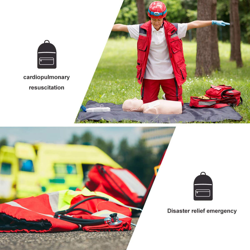 ARTIBETTER First Aid Bag Empty Travel Rescue Defibrillator Pouch AED Medical Bag First Responder Storage Survival Trauma Emergency Backpack for Hiking Camping (Red)