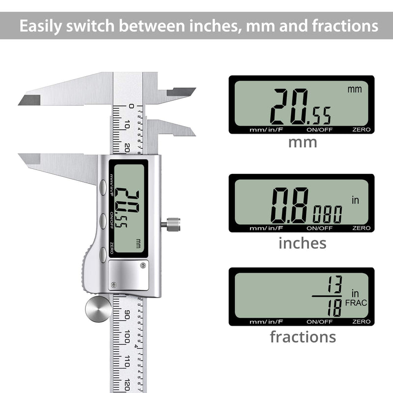 Proster Digital Vernier Caliper 6inch/150mm + 32 Feeler Gauges Dial Calipers Electronic Caliper Fractions/Inch/Metric Calipers Measuring Tool for Length Width Depth Inner/Outer Diameter 150 Mm/6 Inch