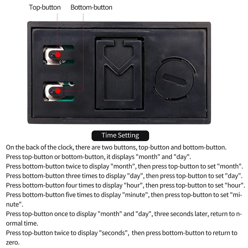 YOUNGFLY Mini Car Clock Auto Car Truck Dashboard Time Self-Adhesive Bracket Vehicle Electronic Digital Clock 1