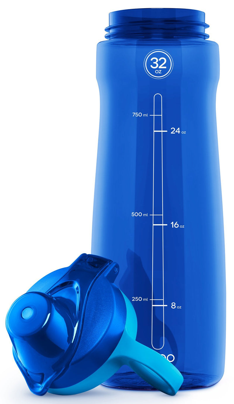 Pogo BPA-Free Plastic Water Bottle with Chug Lid 32 Oz Blue