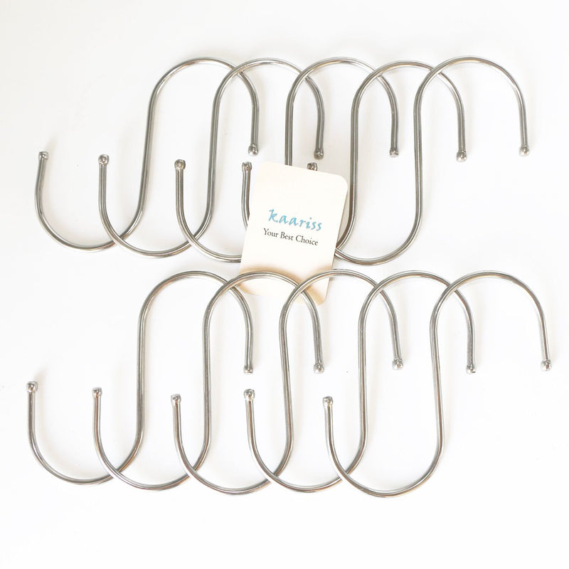 Kaariss Premium 10-Pack Stainless Steel Round S Shaped Hooks