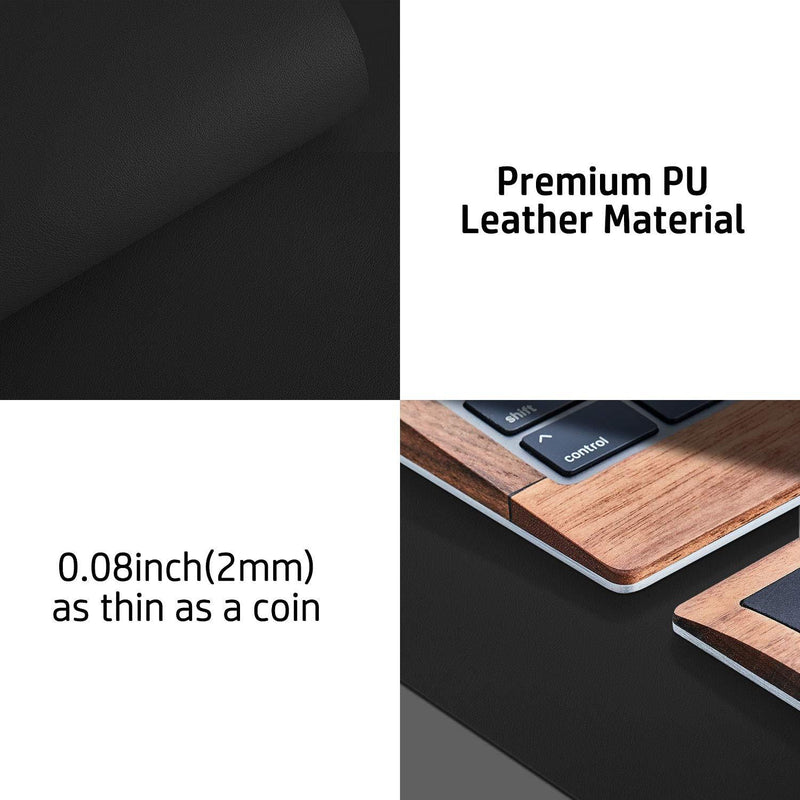 Leather Desk Pad Protector,Mouse Pad,Office Desk Mat,Non-Slip PU Leather Desk Blotter,Laptop Desk Pad,Waterproof Desk Writing Pad for Office and Home (Black,23.6" x 13.7") 23.6" x 13.7" Black