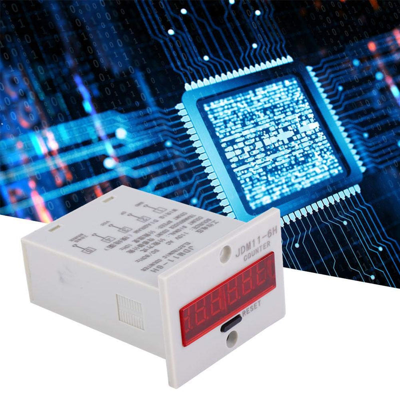 JDM11-6H Electronic Counter 6 Digits LED Digital Display Counter Relay Transducer Count Accumulating Counter (AC110V)