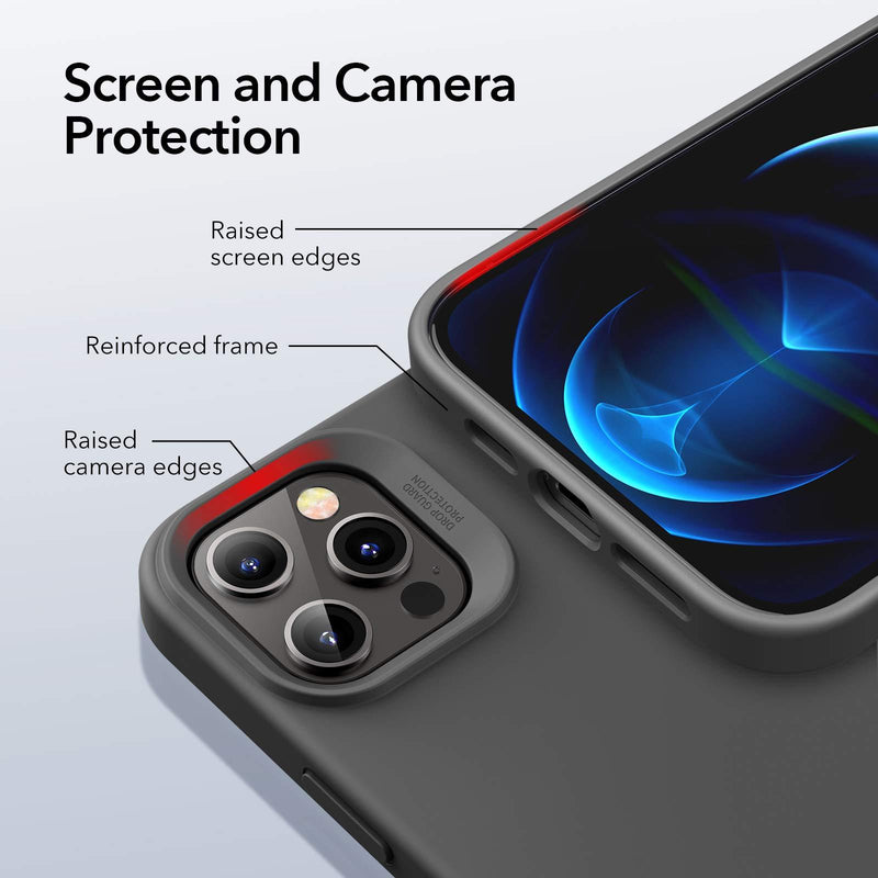 ESR Premium Silicone Designed for iPhone 12 Case and iPhone 12 Pro Case,[Liquid Silicone] [Soft Touch Gel Rubber] [Full Body Shockproof Protection] [Microfiber Lining], (2020) 6.1" - Black