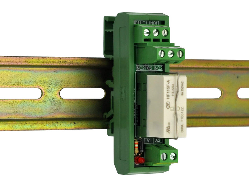 Electronics-Salon AC 115V Slim DIN Rail Mount 8Amp DPDT Power Relay Interface Module, 115VAC Relay Module RTE24615 115VAC