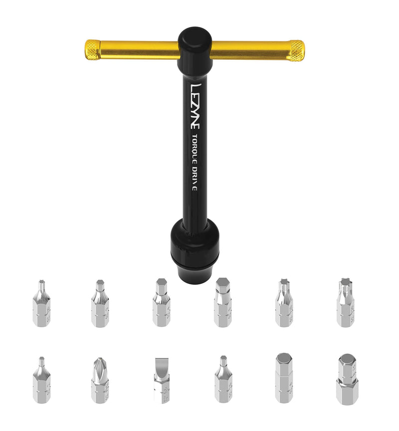 LEZYNE Torque Drive Bike Multi-Tool, CNC Machined Aluminum, Magnetic Hold, 11 Interchangeable Bits, Cross-Head & Flathead, Compact, Portable Bicycle Torque Wrench Kit Black
